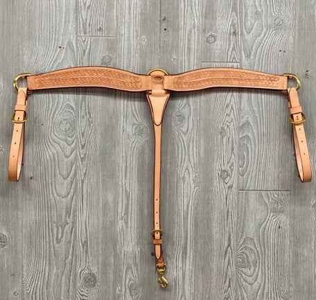 Hand stamped border breast strap w/brass - Genuine Billy Cook