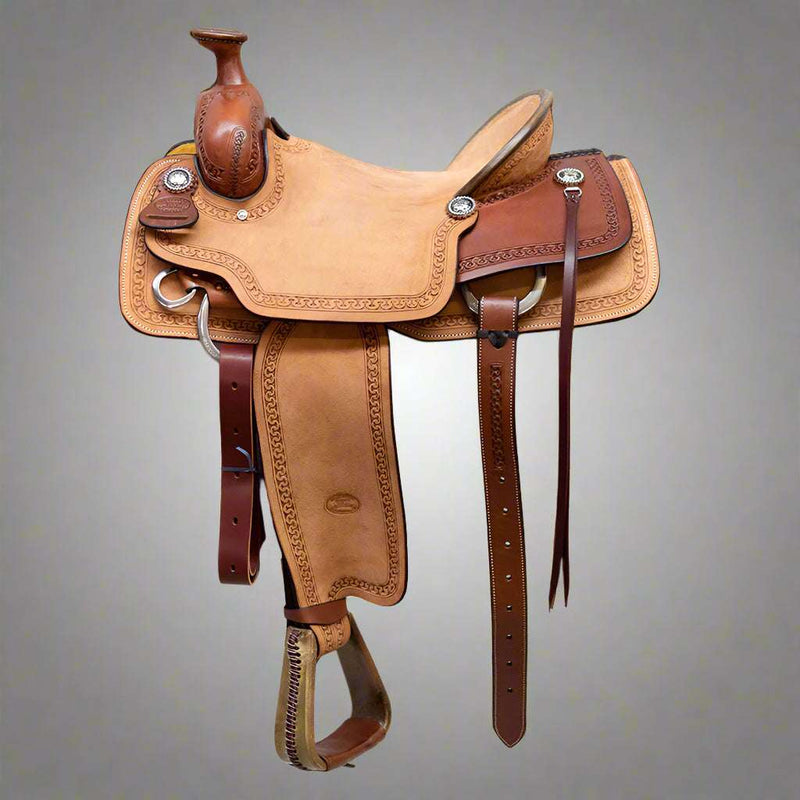Billy Cook Roper flanc arrière rinch cuir centre plat cheval chocolat Billy Cook Roper flanc arrière rinch cuir centre plat cheval chocolat