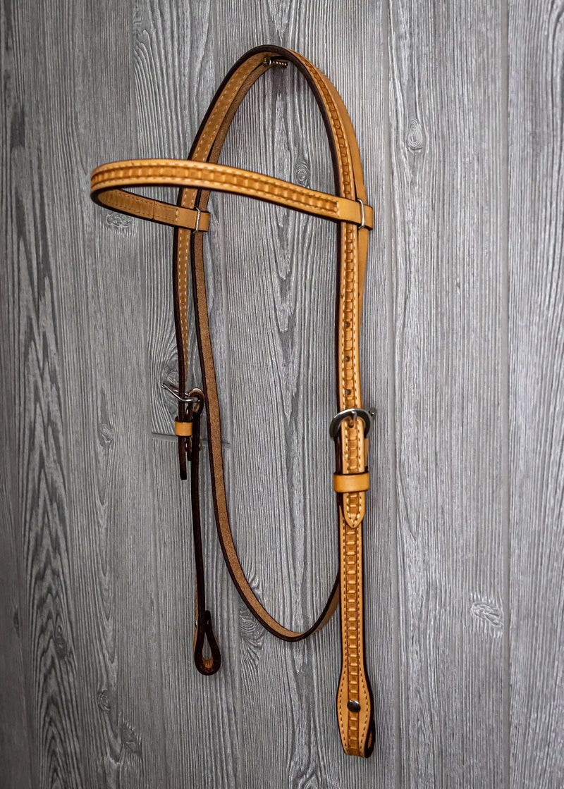 5/8" Headstall - Hand Tooled Waffle W/Ss Hardware - Genuine Billy Cook 