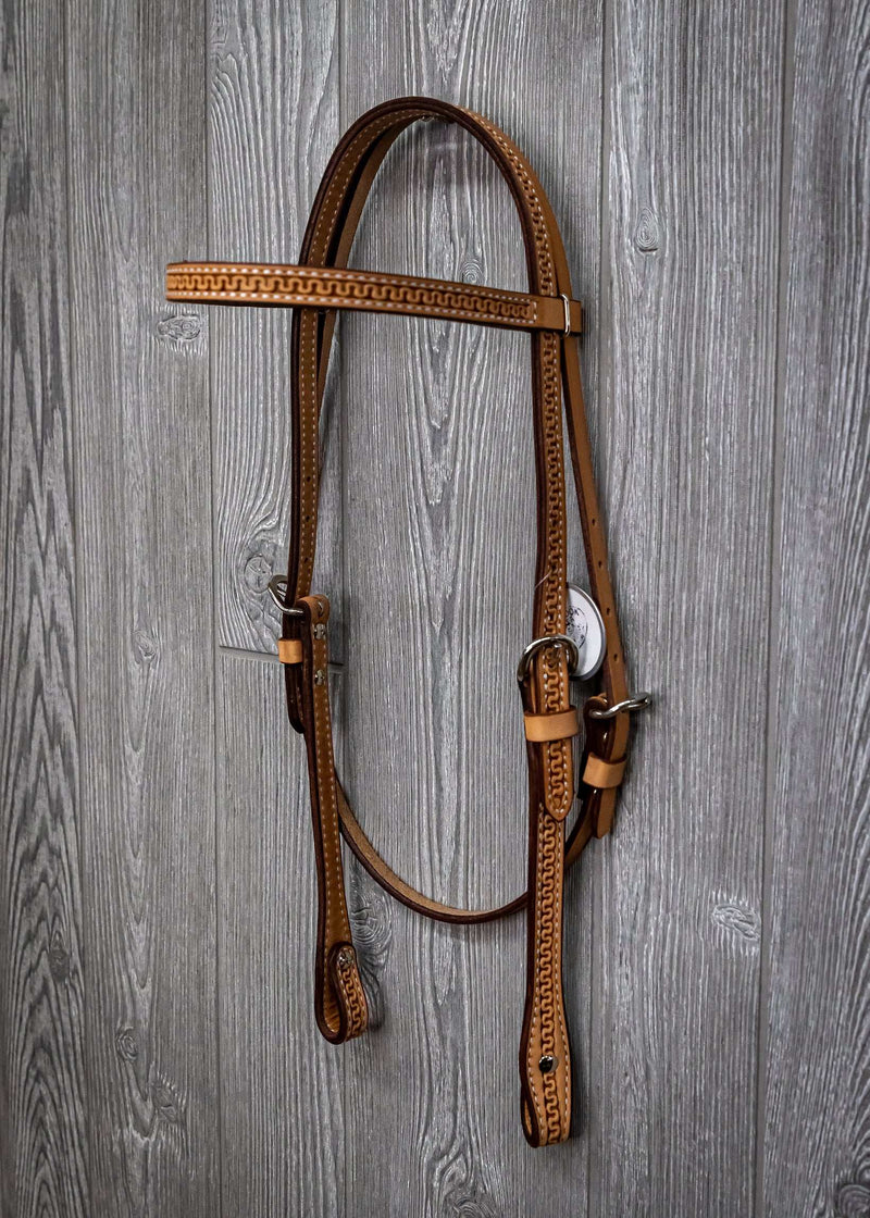 5/8" Headstall - Hand Tooled Running W W/Ss Hardware - Genuine Billy Cook 
