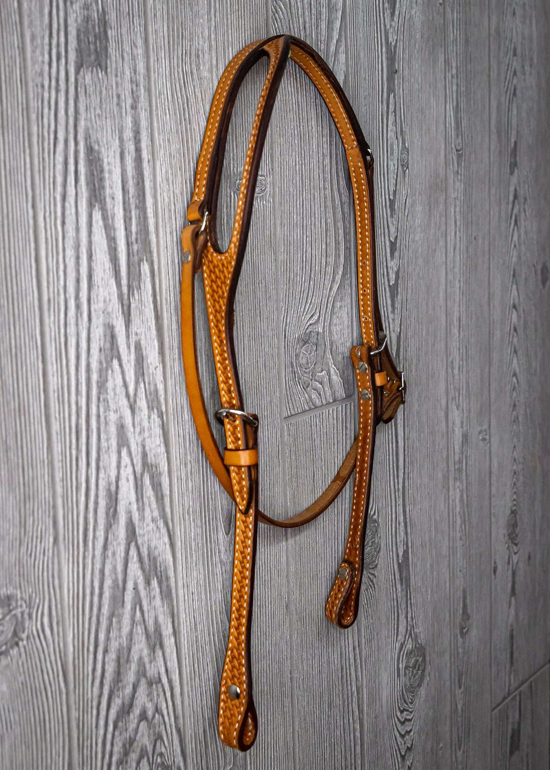 Headstall, Shaped Ear 5/8" Hand Stamped - Genuine Billy Cook 