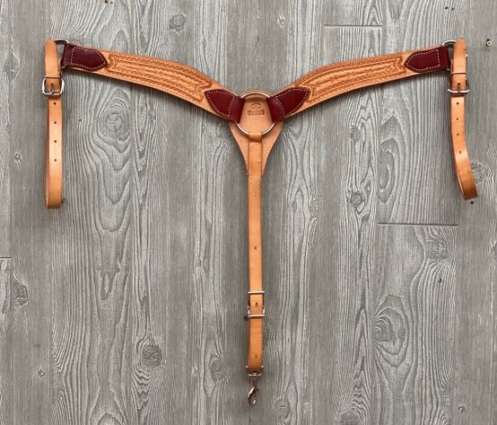 Breast strap, 2 strap w/n hdwr barb wire tooling - Genuine Billy Cook 