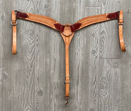 Breast strap, 2 strap w/n hdwr barb wire tooling - Genuine Billy Cook 