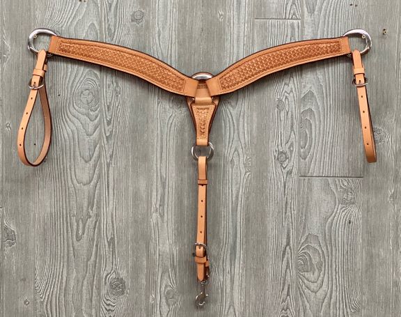 Pro steer breast strap hand tooled full waffle ss - Genuine Billy Cook 