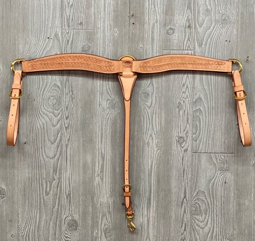 Hand stamped border breast strap w/brass - Genuine Billy Cook 