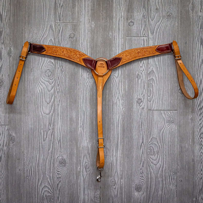 Breast strap, floral, embossed, 2 strap w/n hdwr - Genuine Billy Cook 