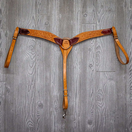 Breast strap, floral, embossed, 2 strap w/n hdwr - Genuine Billy Cook 