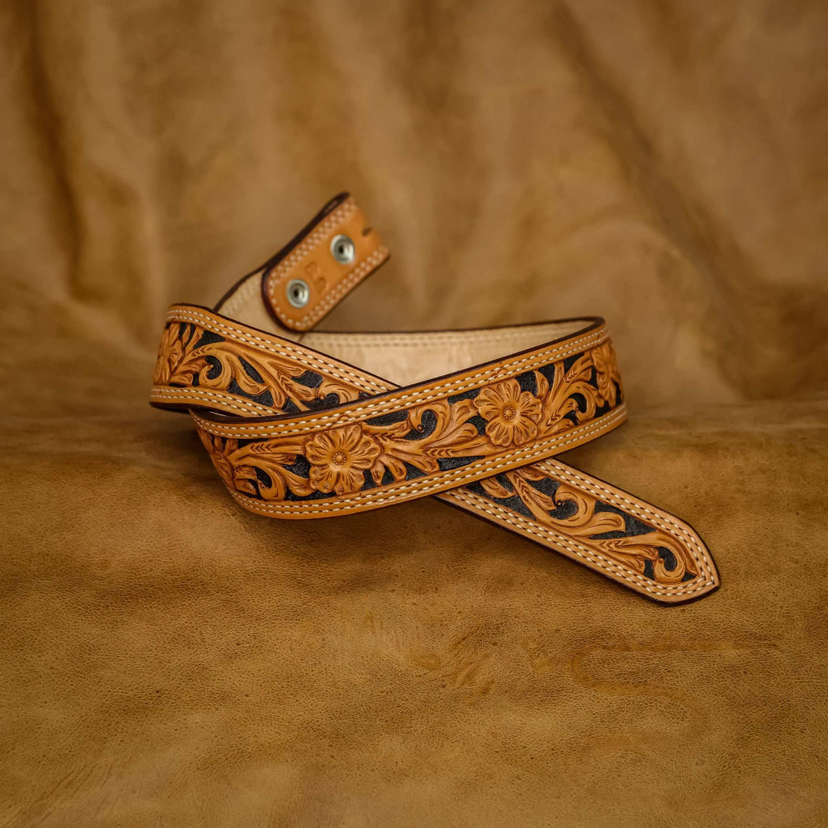 Floral w/ Dyed Background Leather Belt – Genuine Billy Cook