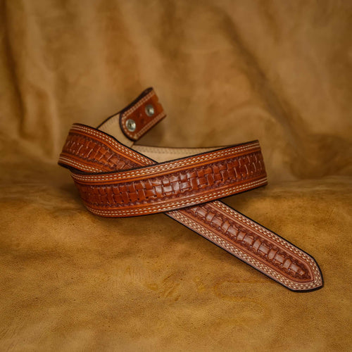 Basket Weave Leather Belt - Class Belt Buckles Basket Weave Leather Belt - Class Belt Buckles