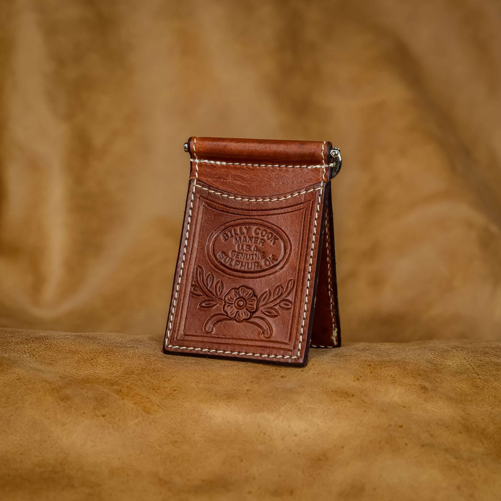 Billy Cook Medium Small Flower Medium Oil Leather Wallet – Genuine Billy Cook