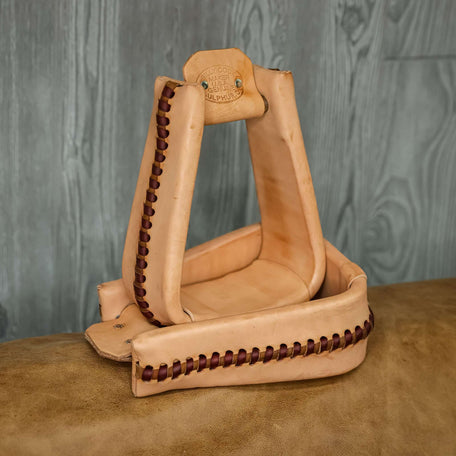 3" Deep Roper Stirrups-Leather Covered - Genuine Billy Cook 