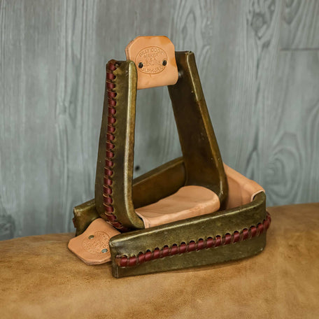 3" Deep Roper Stirrup-Rawhide Covered - Genuine Billy Cook 