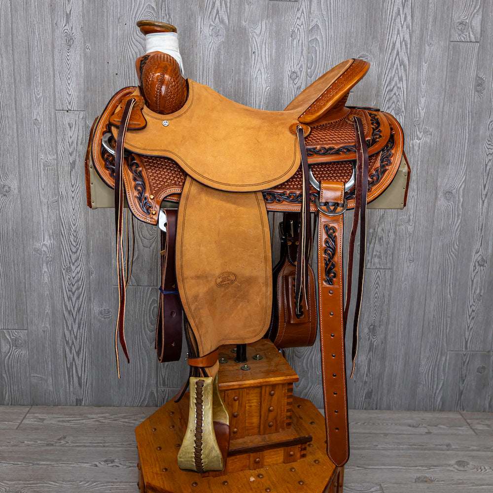 Arbuckle Rancher 1/2 Breed Basket with Floral Border Flat Plate Rigging - Genuine Billy Cook 