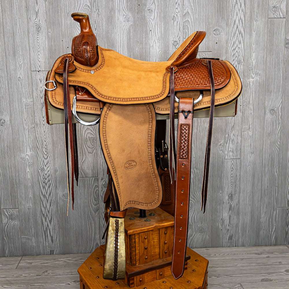 Will James Ranch Roper 1/4 Groove Weave W/ Groove Weave Border, Double Rigging, Close Contact - Genuine Billy Cook 