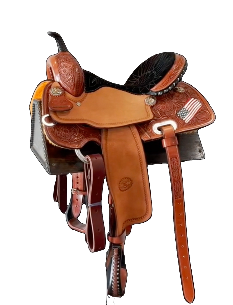 Limited Edition Hand Painted American Flag w/ Red,White & Blue Stitching