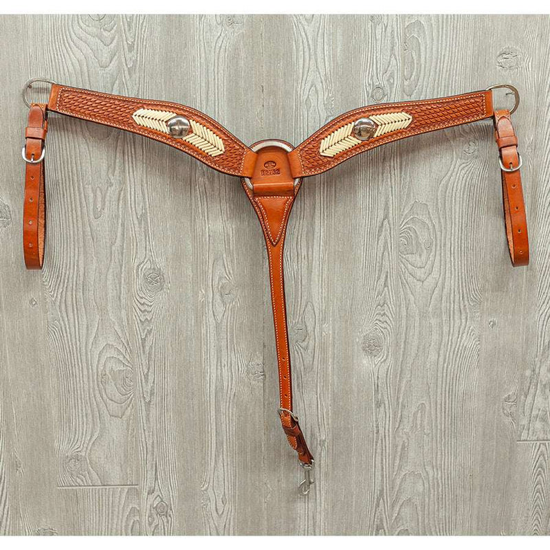 Hand stamped bskt/ w wht rawhide braid w/ concho - Genuine Billy Cook 