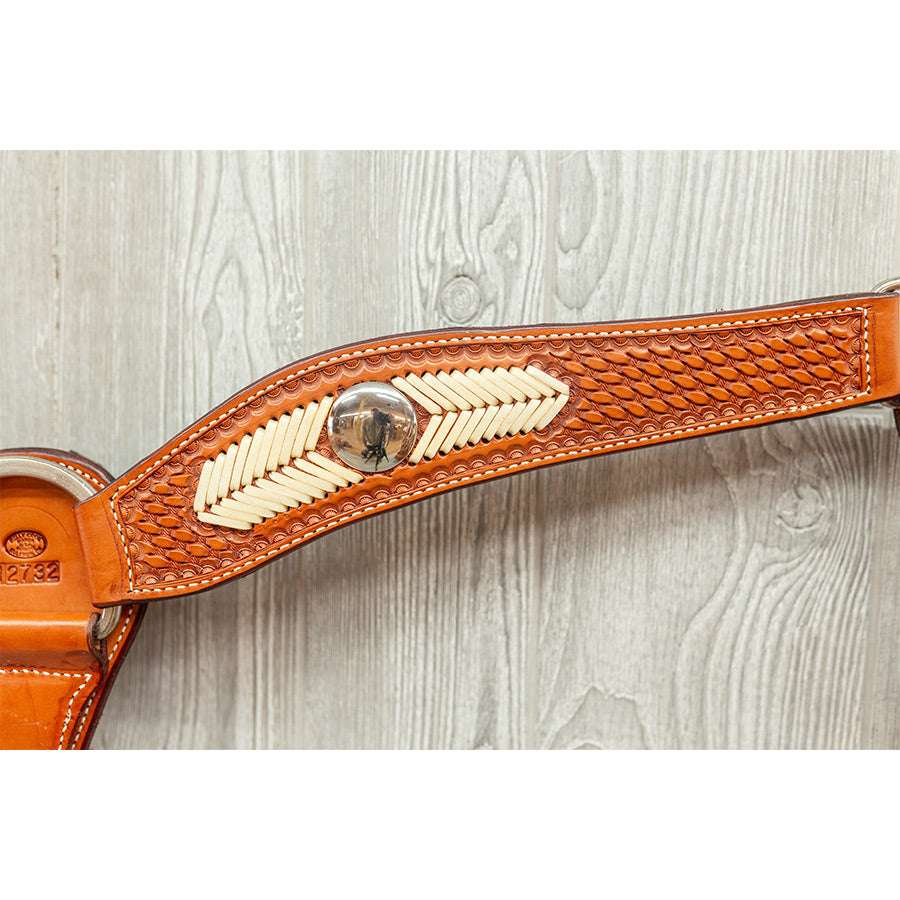 Hand stamped bskt/ w wht rawhide braid w/ concho - Genuine Billy Cook 