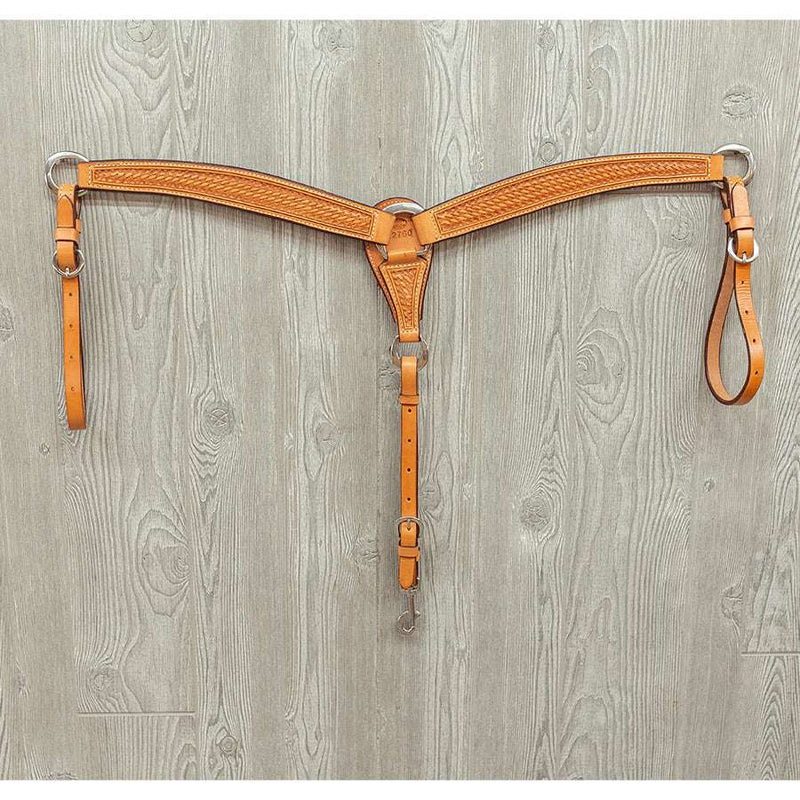 Pro barrel racer breast strap hand tooled basket ss hardware - Genuine Billy Cook 