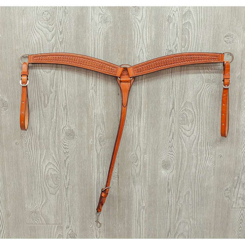 Breast strap hand tooled crazy stamp w/ss hardware - Genuine Billy Cook 