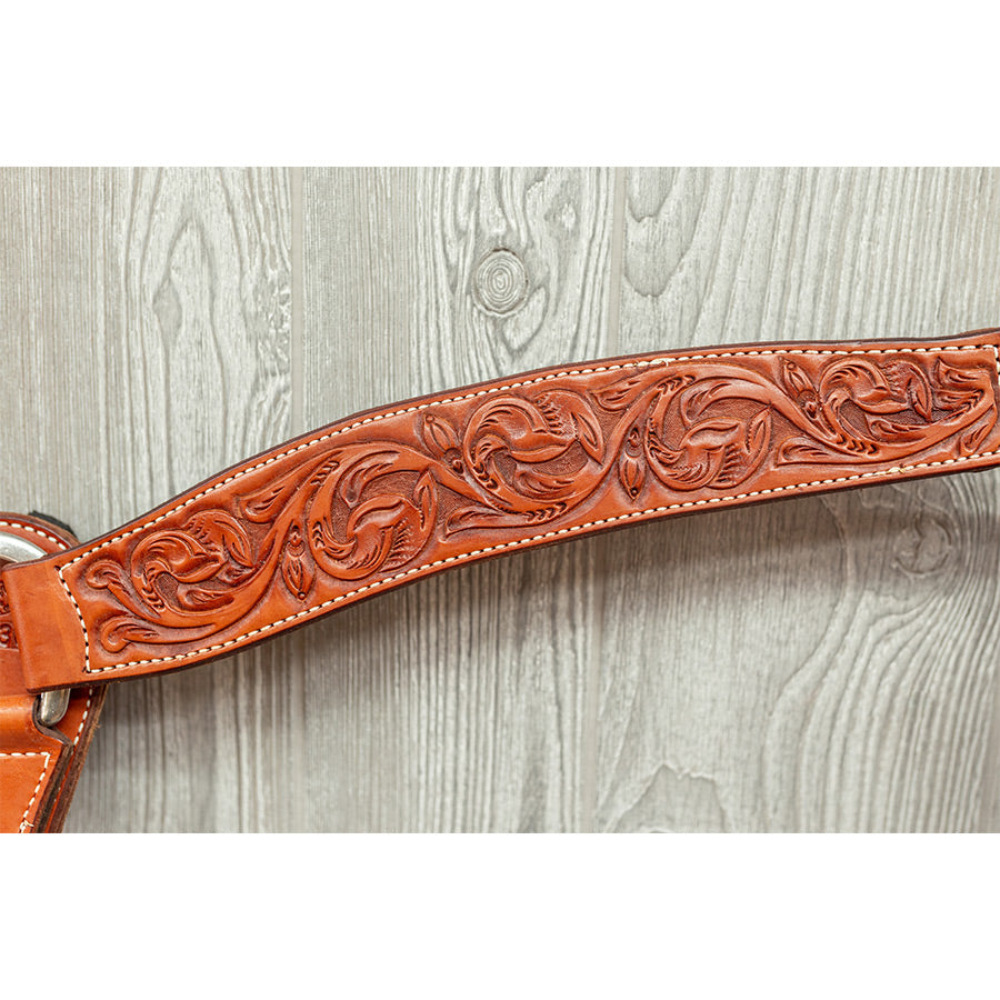 Breast strap, tooled floral w/ss hdw - Genuine Billy Cook 