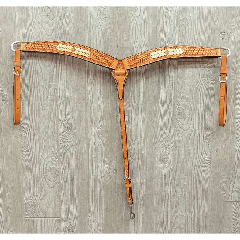 Braided breast strap, rawhide w/ss hdwr - Genuine Billy Cook 