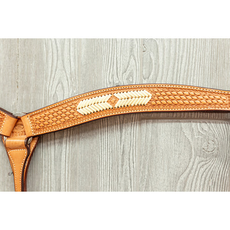 Braided breast strap, rawhide w/ss hdwr - Genuine Billy Cook 