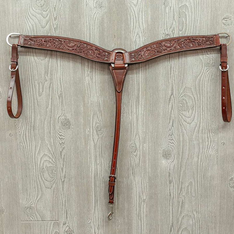 Hand tooled breast strap, Texas Oak - Genuine Billy Cook 