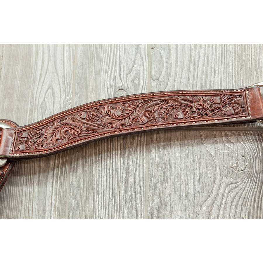 Hand tooled breast strap, Texas Oak - Genuine Billy Cook 