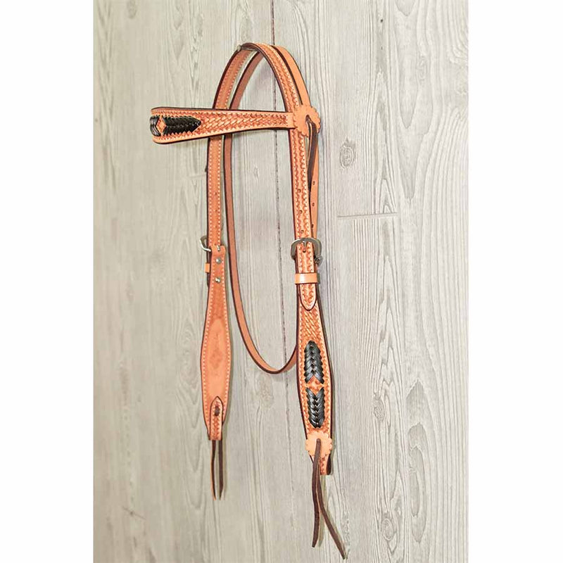 Cowboy Headstall, Hand Stamped, Black Lace - Genuine Billy Cook 