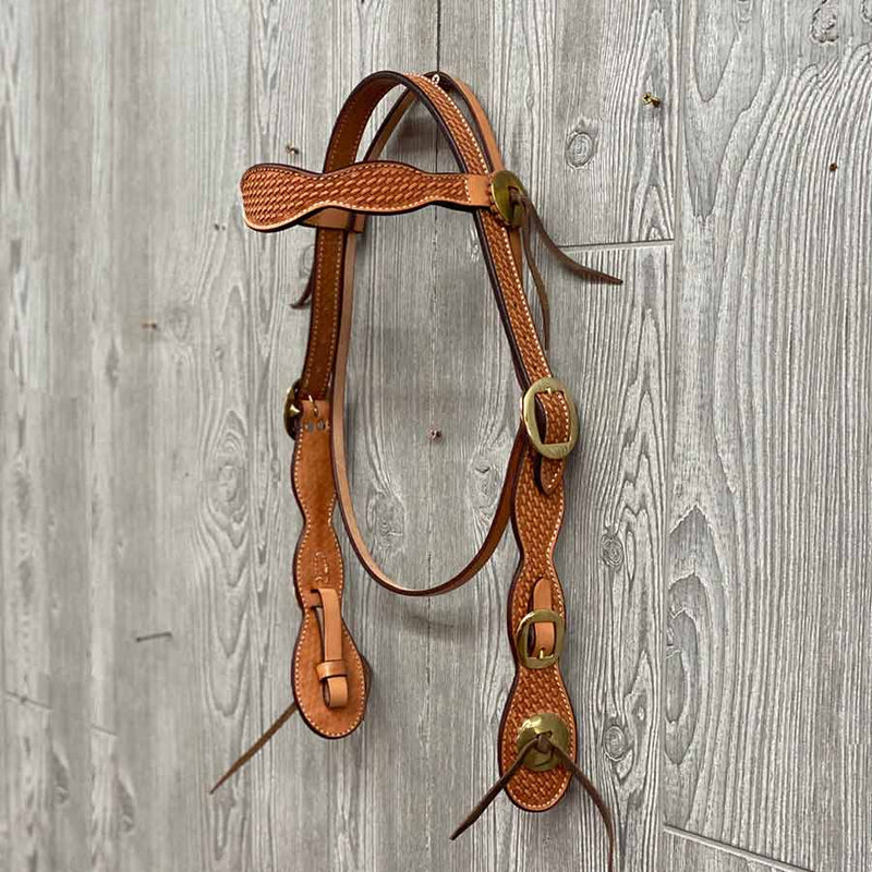 5/8"’ Scalloped Brow W Brass Hdwr Basket Stamped - Genuine Billy Cook 