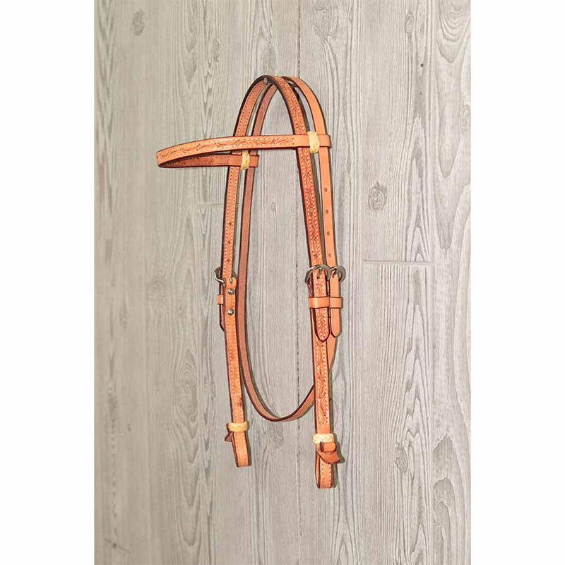 Headstall W/Button - Ss Hardware Tooled - Genuine Billy Cook 
