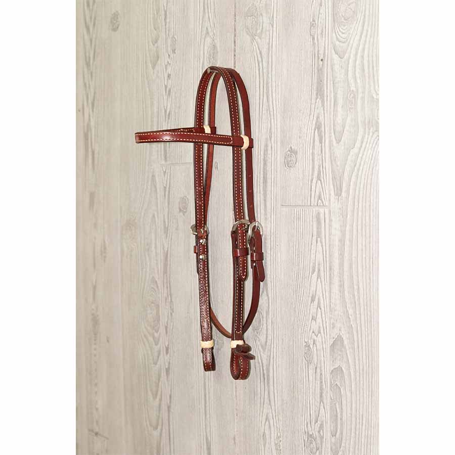 Brow Headstall - Plain W/Ss Hardware & Buttons - Genuine Billy Cook 