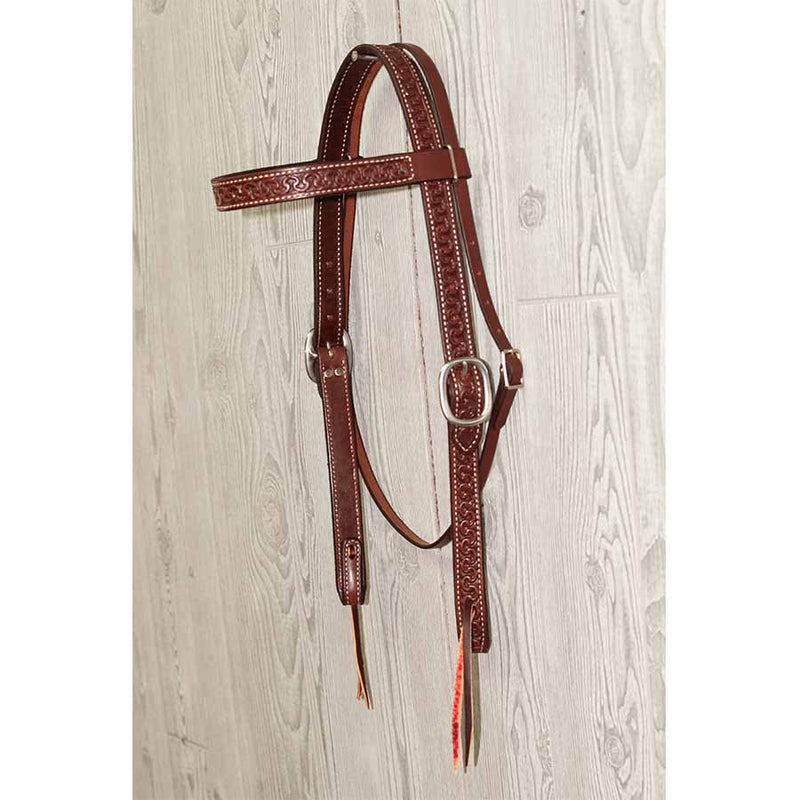 1" Headstall, Brow, R-W, Tooled W/Ss Hardware - Genuine Billy Cook 