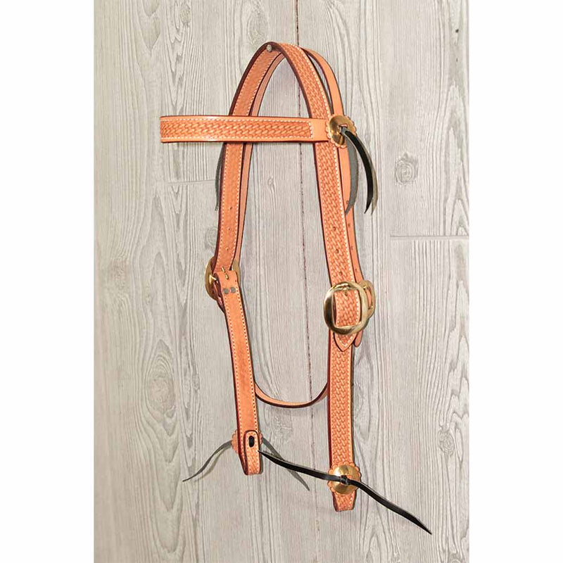 Headstall, 1" Basket Brow W/Brass Hdrw - Genuine Billy Cook 
