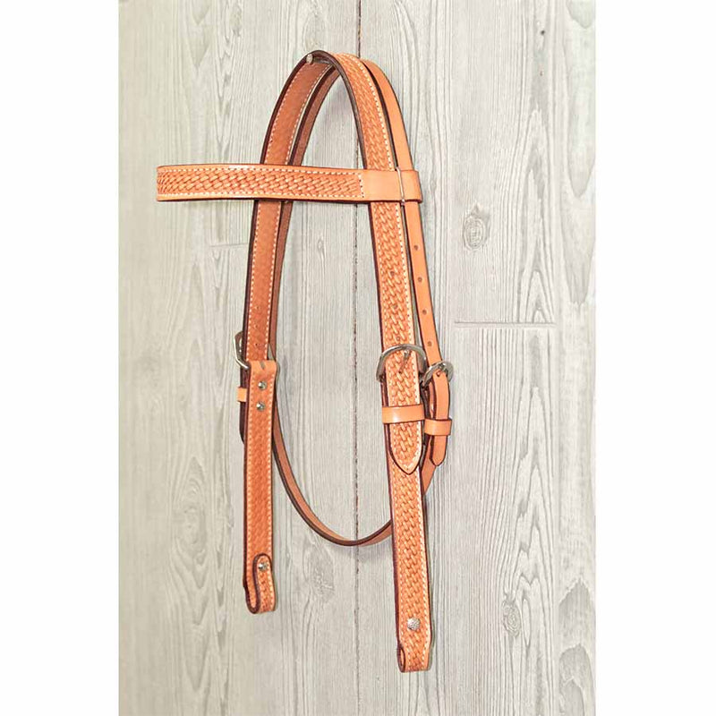 1" Headstall - Hand Tooled Basket W/Ss Hardware - Genuine Billy Cook 
