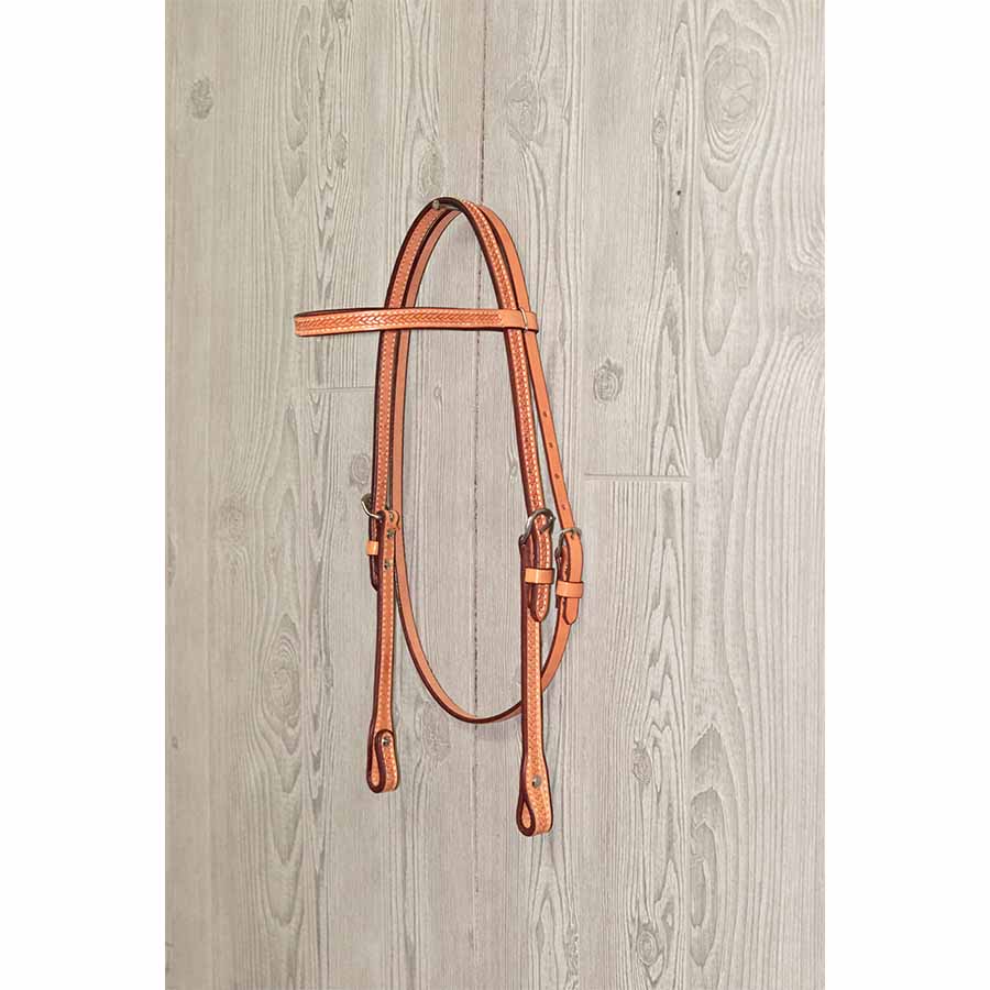3/4" Headstall - Hand Tooled Wheat W/Ss Hardware - Genuine Billy Cook 