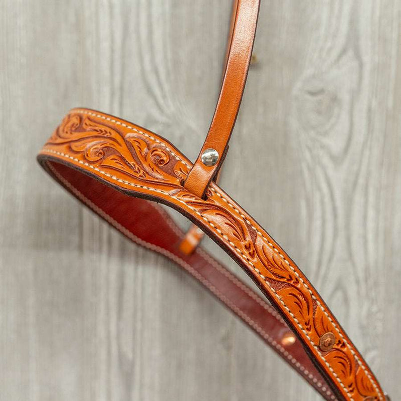 Roper Noseband Floral Tooled Ss Hardware - Genuine Billy Cook 
