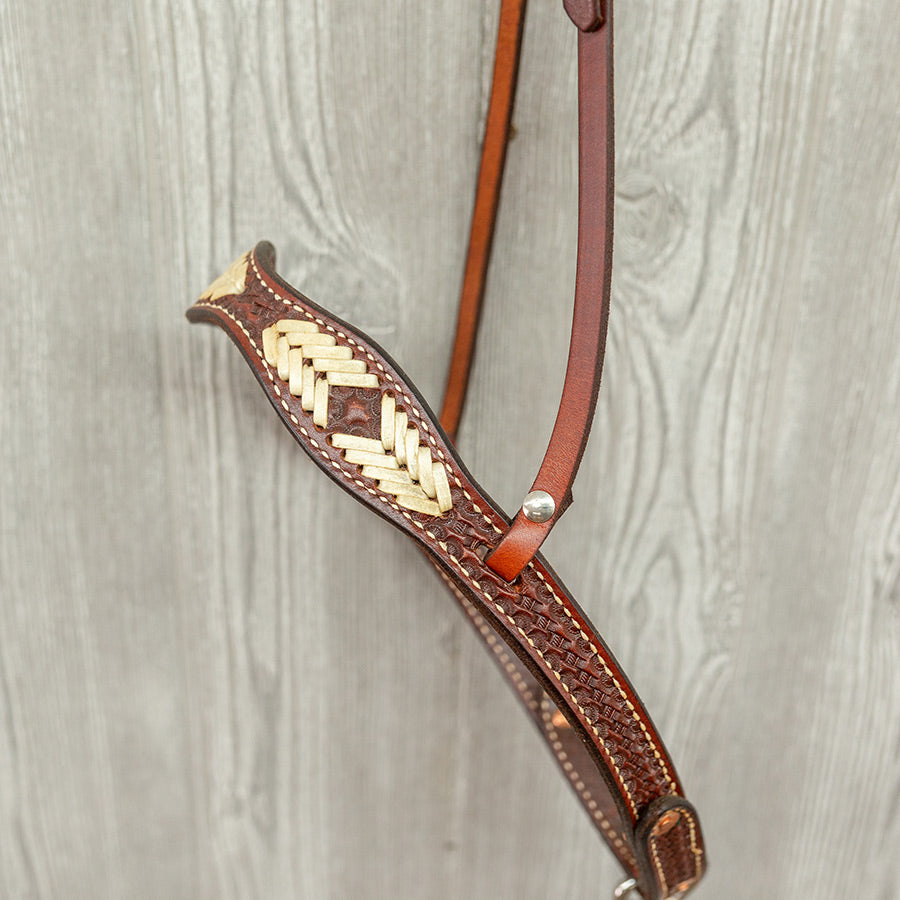 Classic Ropers Noseband 1" Basket Stamp/Braided - Genuine Billy Cook 
