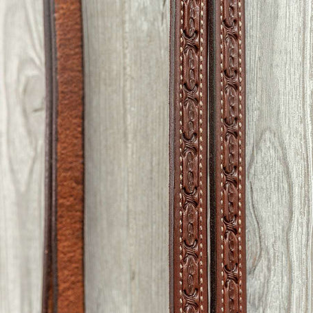 3/4" Barb Wire Tooled Reins - Genuine Billy Cook 
