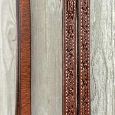 3/4" Barb Wire Tooled Reins - Genuine Billy Cook 