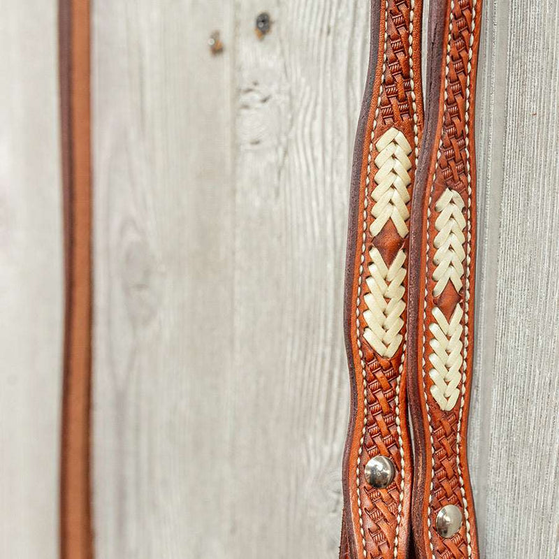 Braided End Reins 5/8" Dbl 24" Rawhide - Genuine Billy Cook 