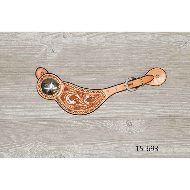 Shaped Spur Strap Floral Tooled W/ Spots - Genuine Billy Cook 